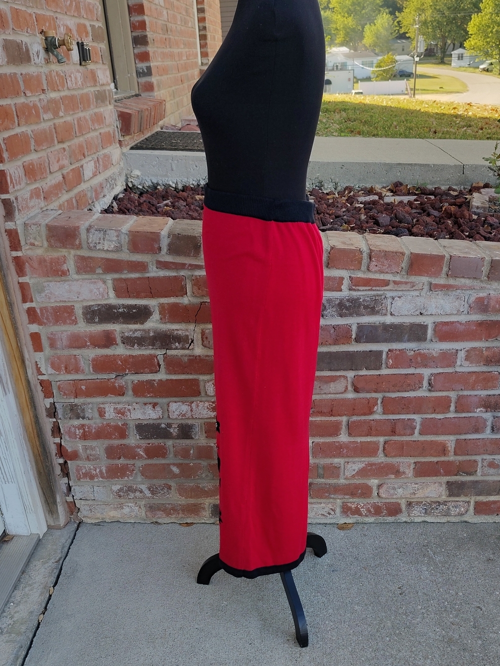 Vintage Dressbarn Dark Floral Beads Knit Slit Maxi Skirt Size M Whimsigoth 90s - Picture 10 of 16
